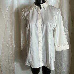 NWT Jones New York Signature XL Easy Care White 3/4 Sleeve Shirt Top Blouse $64